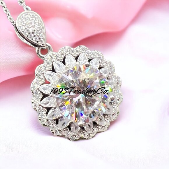 5 Ct S925 Sterling Silver Platinum Plated Necklace Luxury Wedding Anniversary - Picture 3 of 8